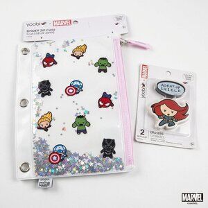 🐣⚡Yoobi x Marvel Avengers Binder Zip Case & Eraser Set NWT